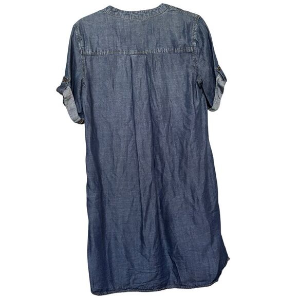 Philosophy Tencel Lyocell Dark Wash Chambray Denim Blue Mini Dress Size Medium - Picture 2 of 12